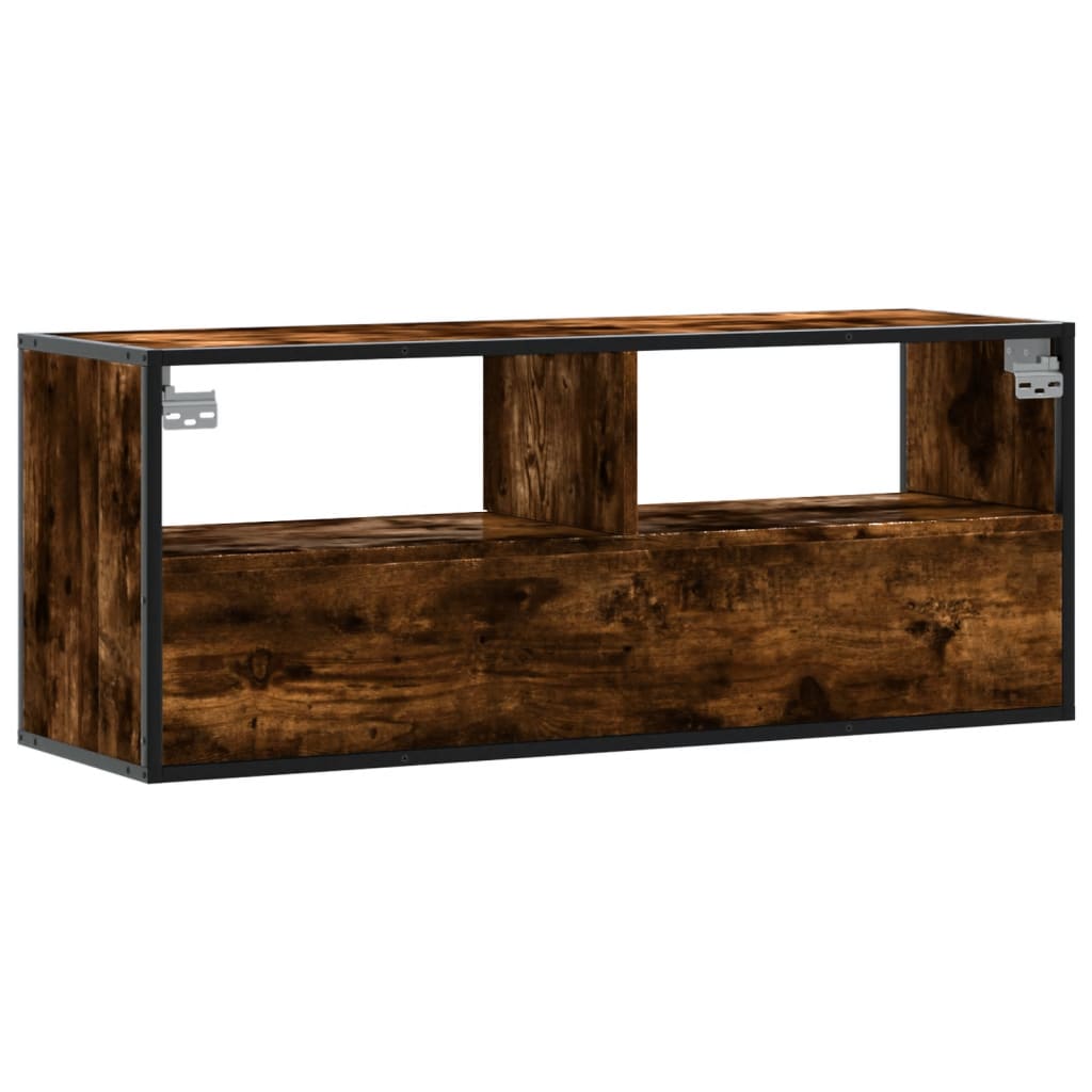 Tv-Benk Røkt Eik 100X31X39,5 Cm Konstruert Tre Og Metall