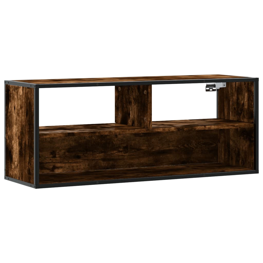 Tv-Benk Røkt Eik 100X31X39,5 Cm Konstruert Tre Og Metall