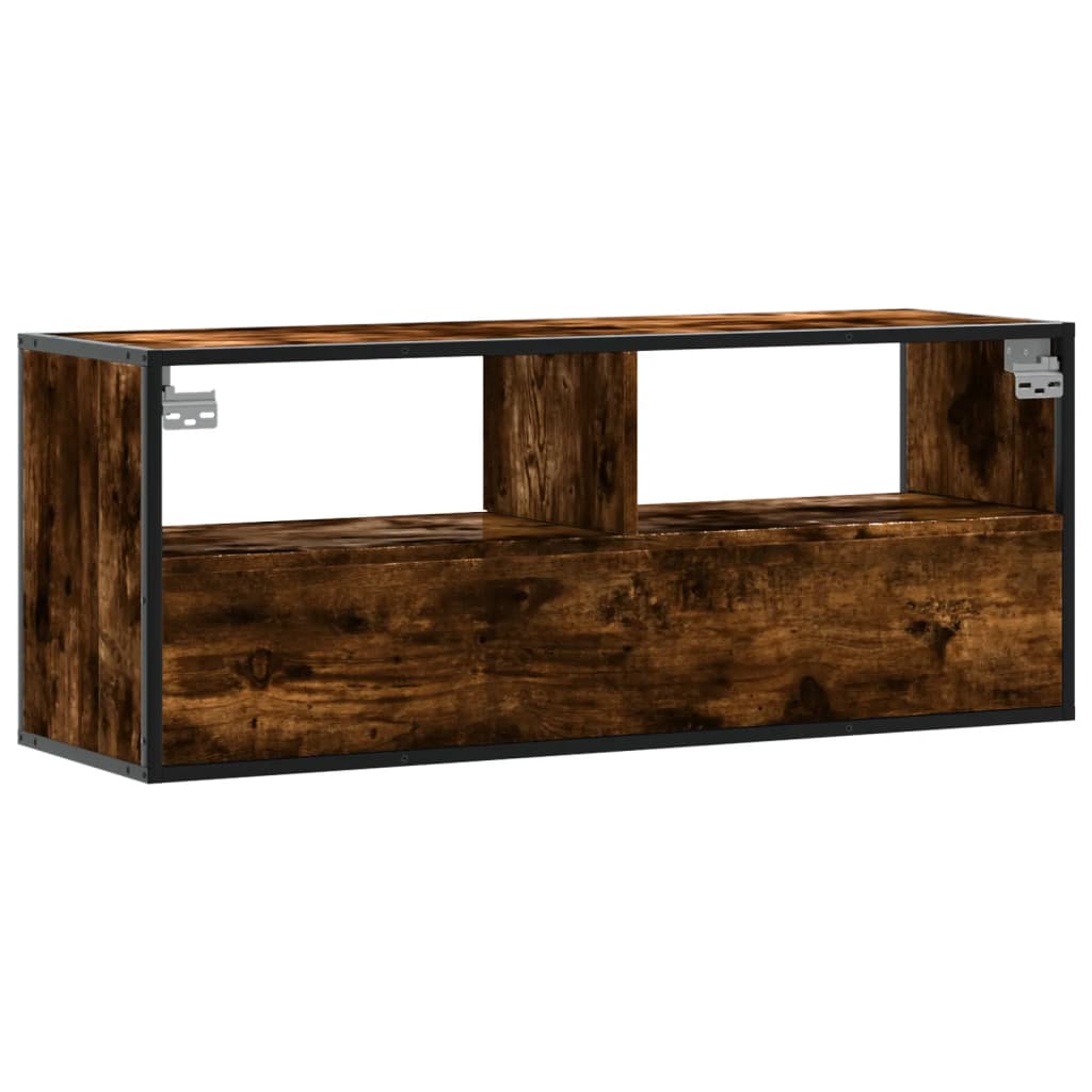 Tv-Benk Røkt Eik 100X31X39,5 Cm Konstruert Tre Og Metall