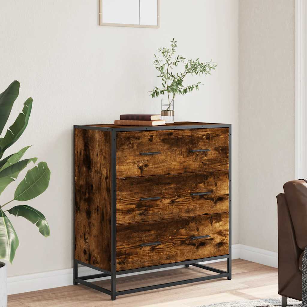 Skjenk Røkt Eik 68X35X76 Cm Konstruert Tre Og Metall