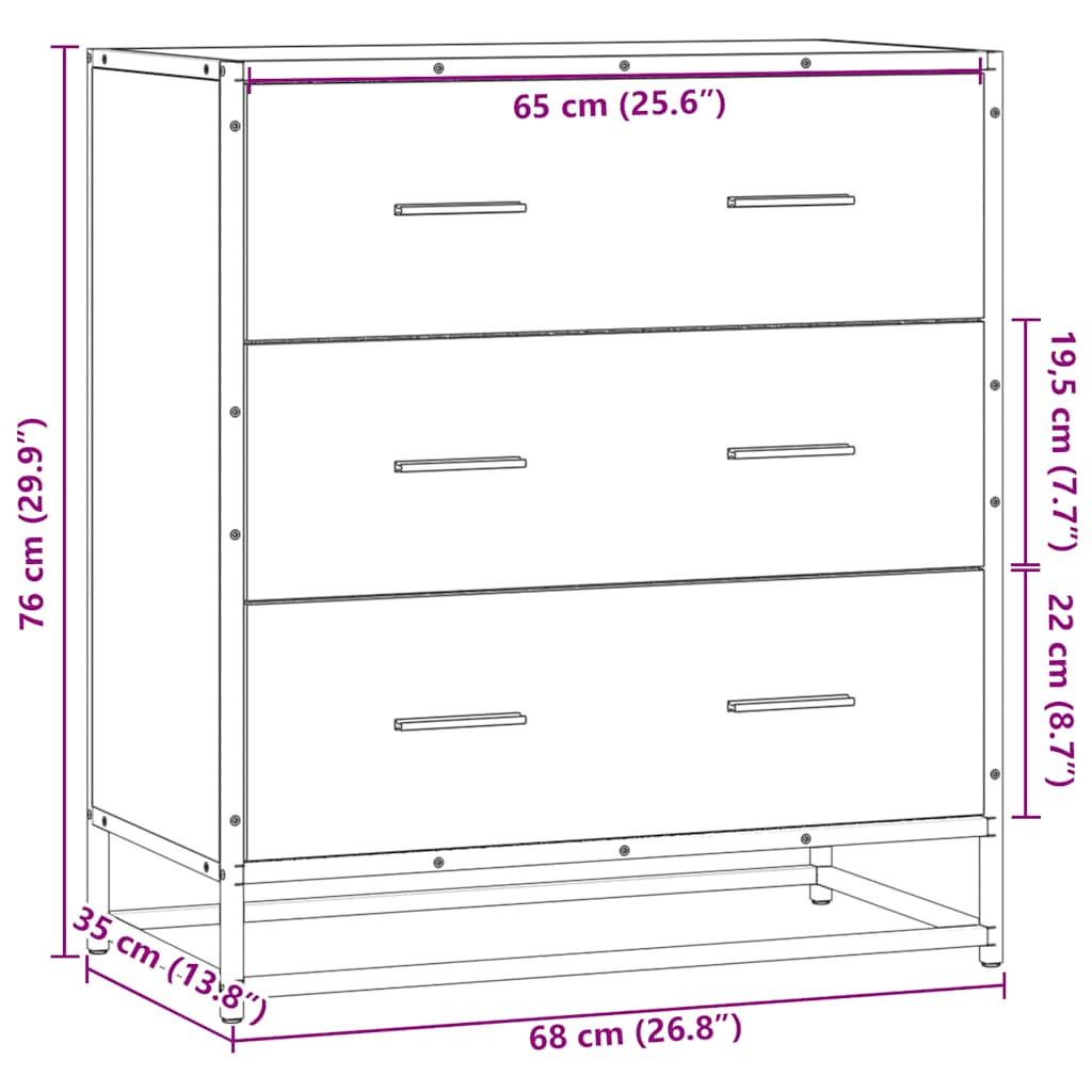 Skjenk Røkt Eik 68X35X76 Cm Konstruert Tre Og Metall