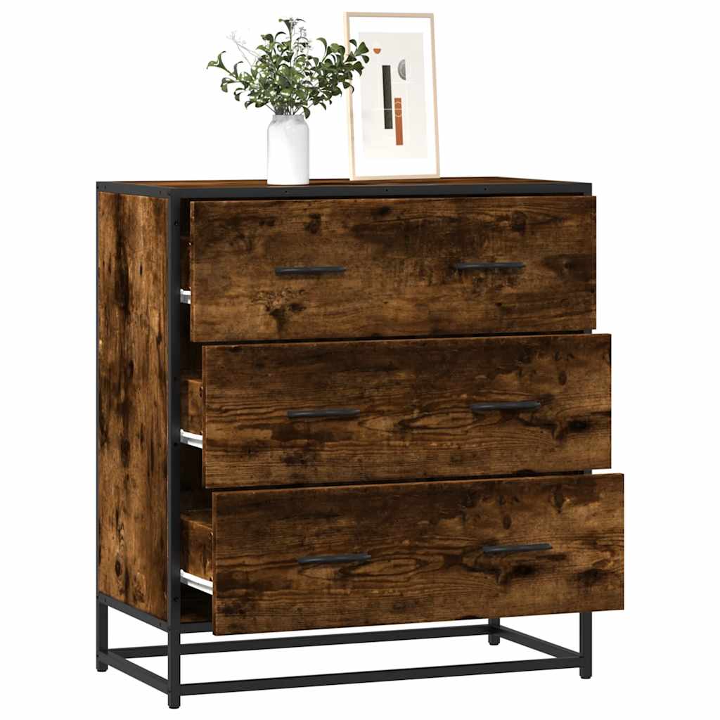 Skjenk Røkt Eik 68X35X76 Cm Konstruert Tre Og Metall