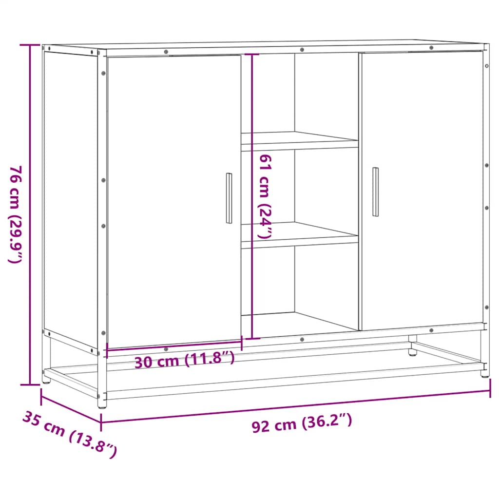 Skjenk Røkt Eik 92X35X76 Cm Konstruert Tre