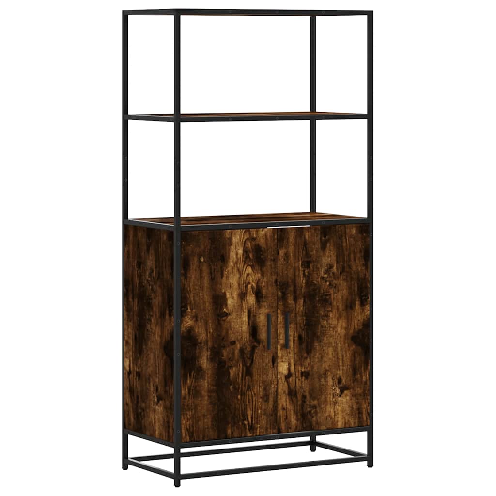 Highboard Røkt Eik 68X35X139 Cm Konstruert Tre Og Metall