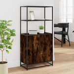 Highboard Røkt Eik 68X35X139 Cm Konstruert Tre Og Metall