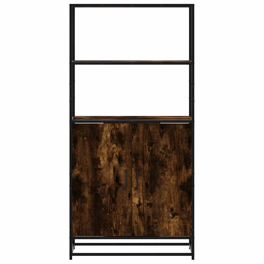 Highboard Røkt Eik 68X35X139 Cm Konstruert Tre Og Metall