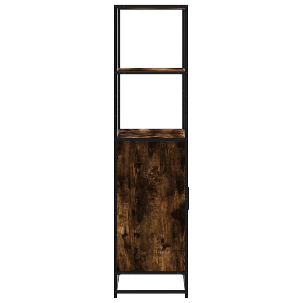 Highboard Røkt Eik 68X35X139 Cm Konstruert Tre Og Metall