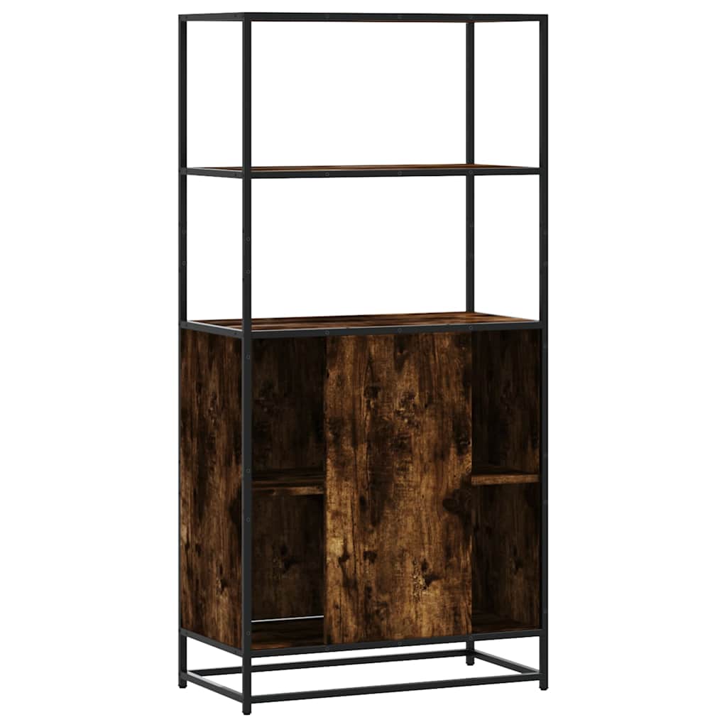Highboard Røkt Eik 68X35X139 Cm Konstruert Tre Og Metall