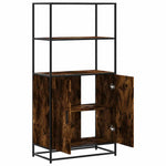Highboard Røkt Eik 68X35X139 Cm Konstruert Tre Og Metall
