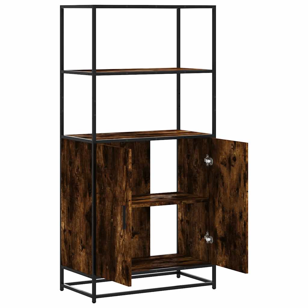 Highboard Røkt Eik 68X35X139 Cm Konstruert Tre Og Metall