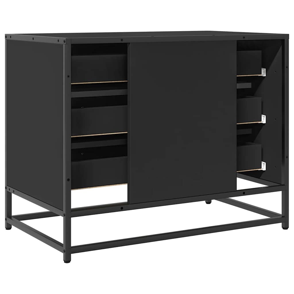 Kommode Svart 70X41X56 Cm Konstruert Tre