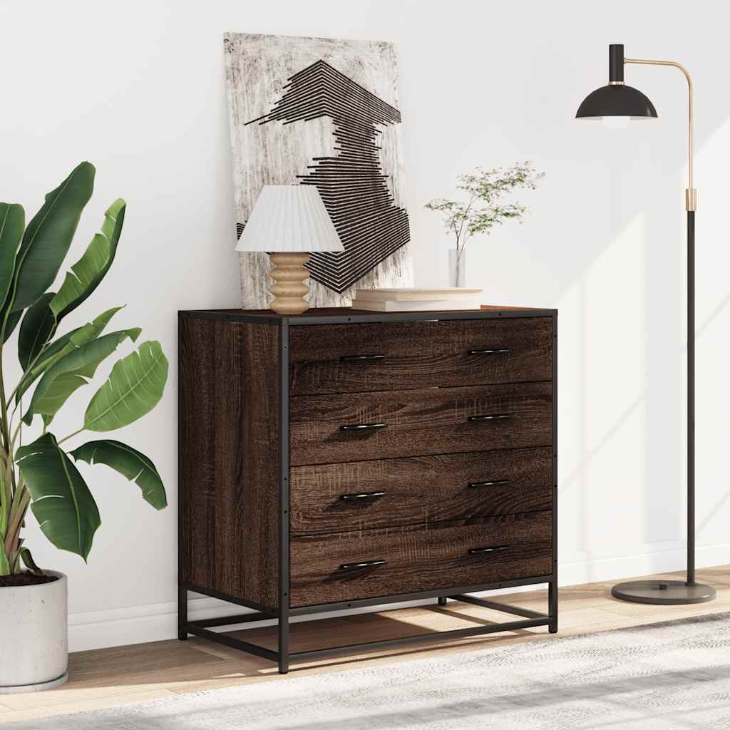 Kommode Brun Eik 70X41X70 Cm Konstruert Tre