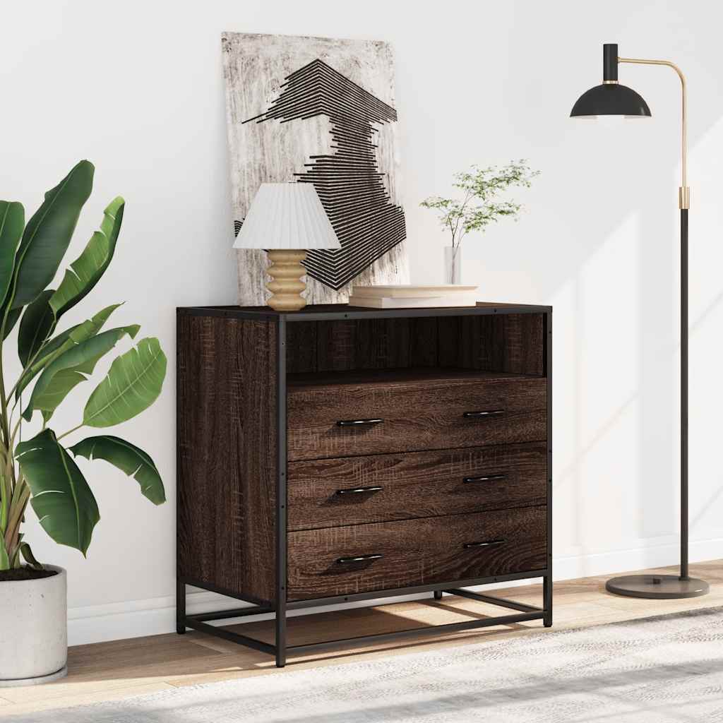Kommode Brun Eik 70X41X70 Cm Konstruert Tre