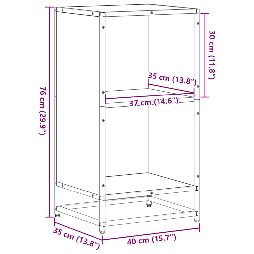 Bokhylle Røkt Eik 40X35X76 Cm Konstruert Tre