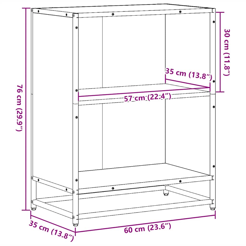 Bokhylle Røkt Eik 60X35X76 Cm Konstruert Tre