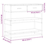 Konsollbord Sonoma Eik 90X35X80 Cm Konstruert Tre