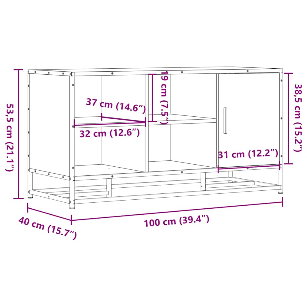 Skobenk Svart 100X40X53,5 Cm Konstruert Tre Og Metall