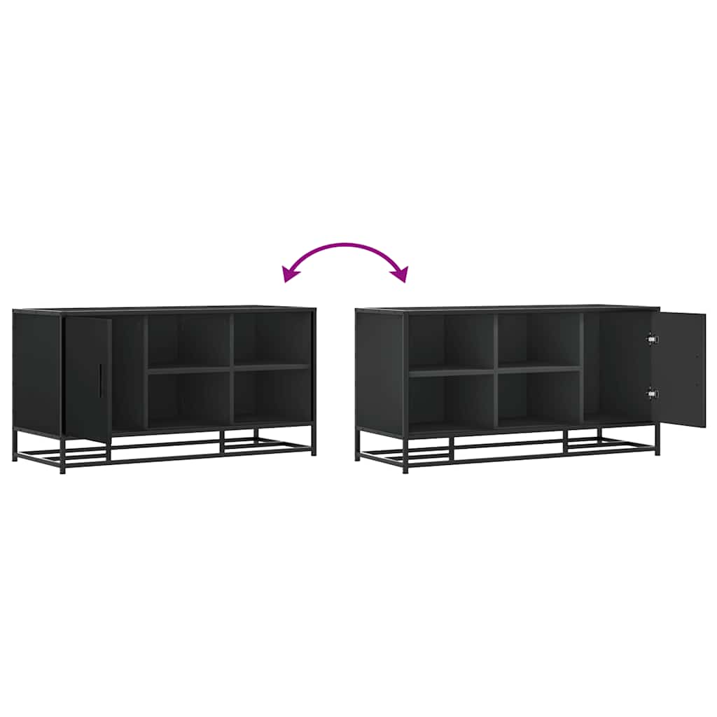 Skobenk Svart 100X40X53,5 Cm Konstruert Tre Og Metall