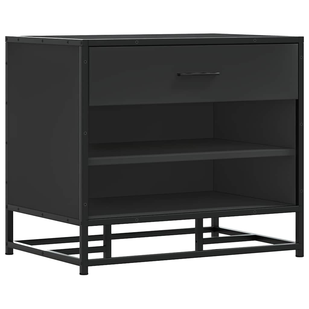 Skobenk Svart 60X40X53,5 Cm Konstruert Tre Og Metall