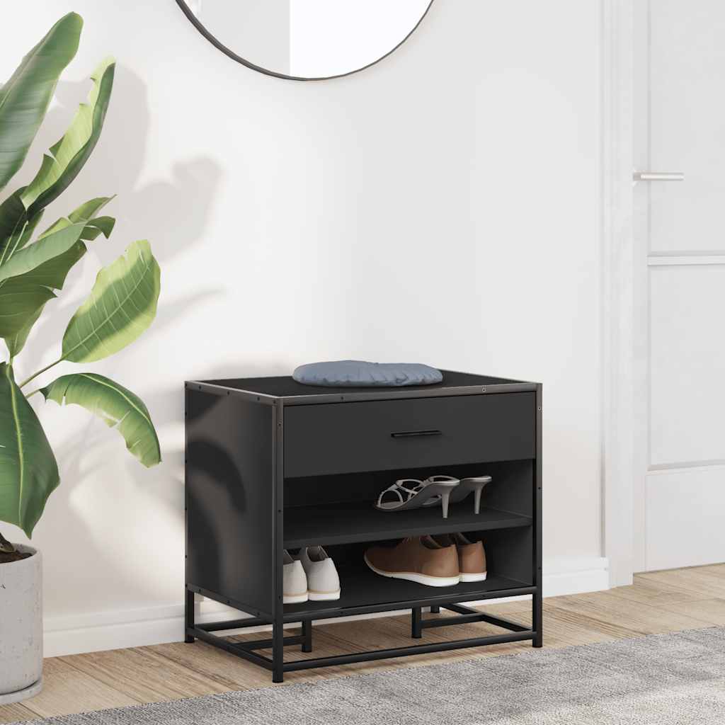 Skobenk Svart 60X40X53,5 Cm Konstruert Tre Og Metall