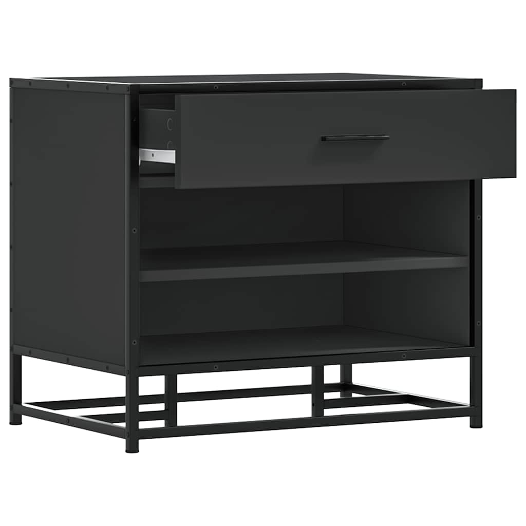 Skobenk Svart 60X40X53,5 Cm Konstruert Tre Og Metall