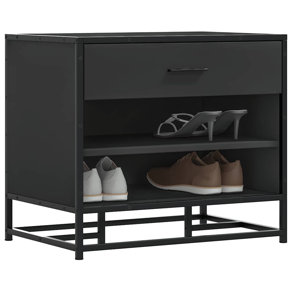 Skobenk Svart 60X40X53,5 Cm Konstruert Tre Og Metall