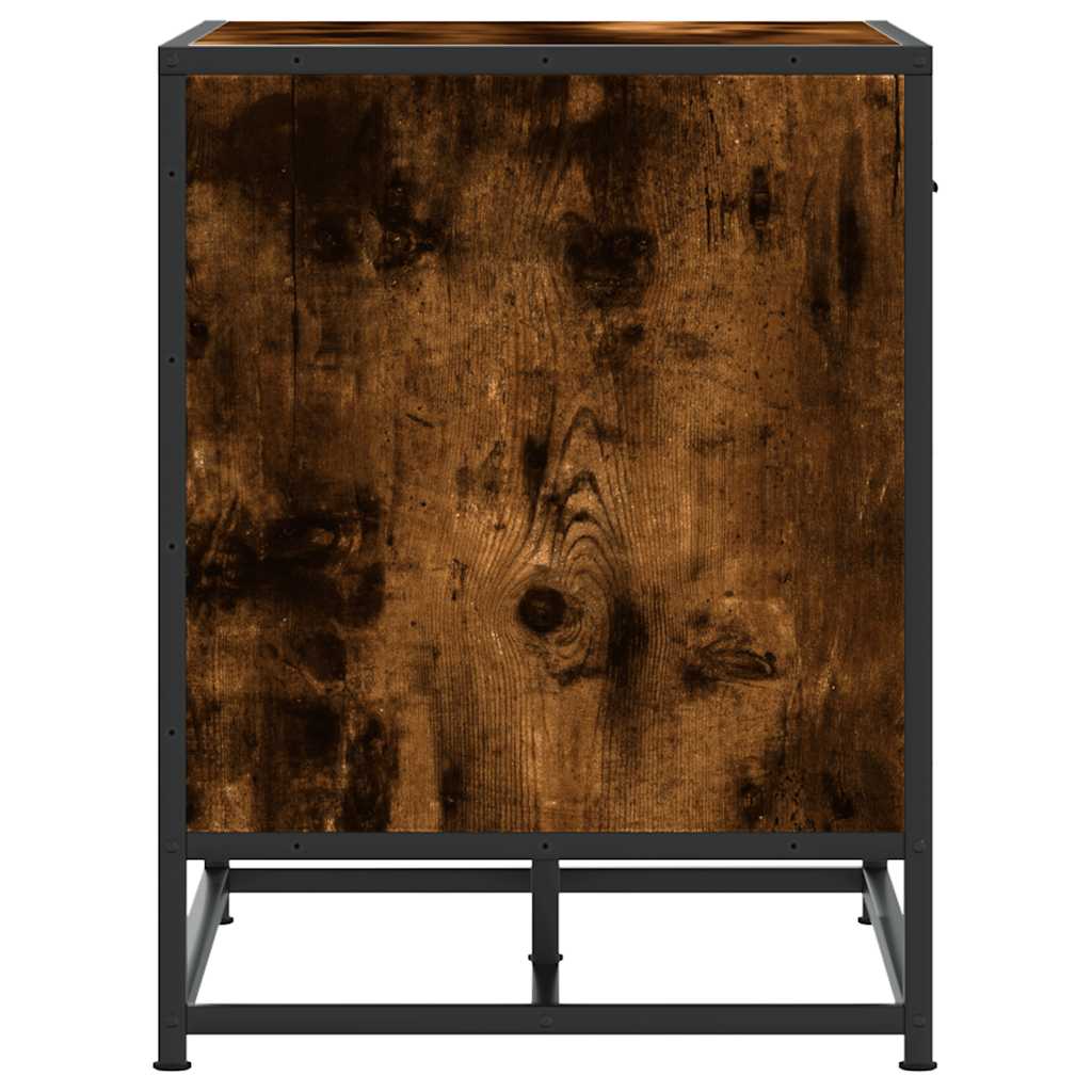 Skobenk Røkt Eik 60X40X53,5 Cm Konstruert Tre Og Metall