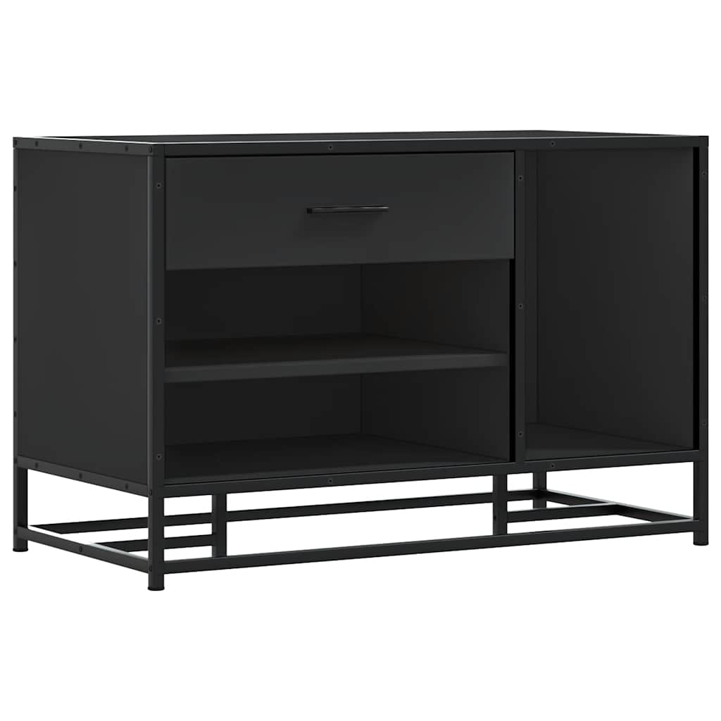 Skobenk Svart 80X40X53,5 Cm Konstruert Tre Og Metall