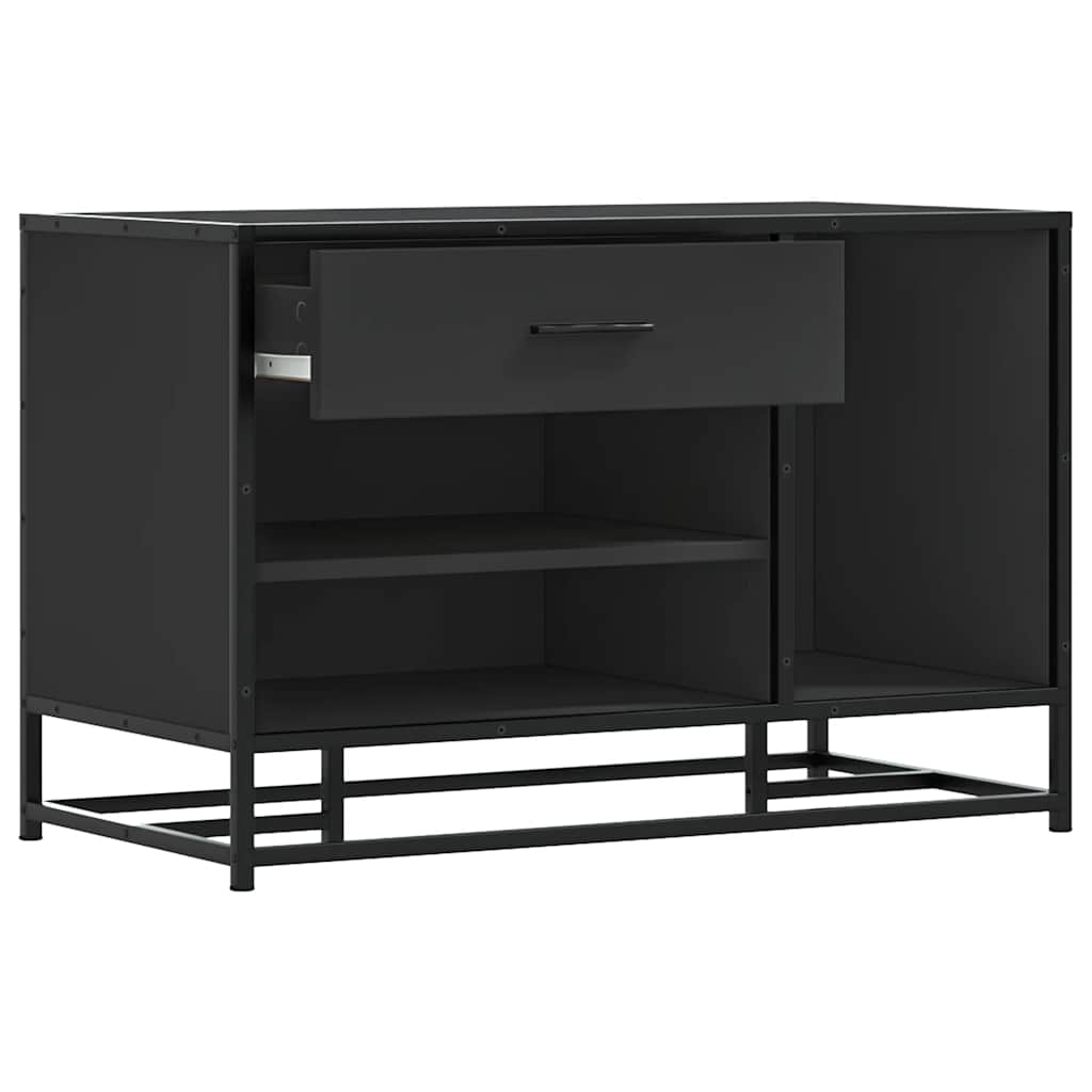 Skobenk Svart 80X40X53,5 Cm Konstruert Tre Og Metall