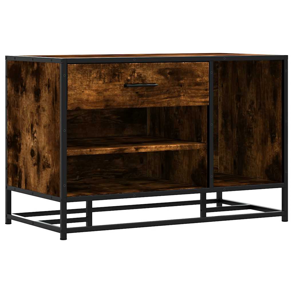 Skobenk Røkt Eik 80X40X53,5 Cm Konstruert Tre Og Metall