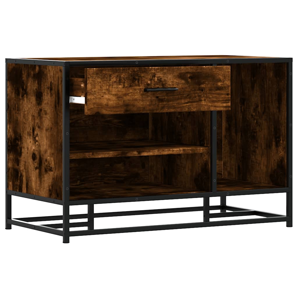 Skobenk Røkt Eik 80X40X53,5 Cm Konstruert Tre Og Metall