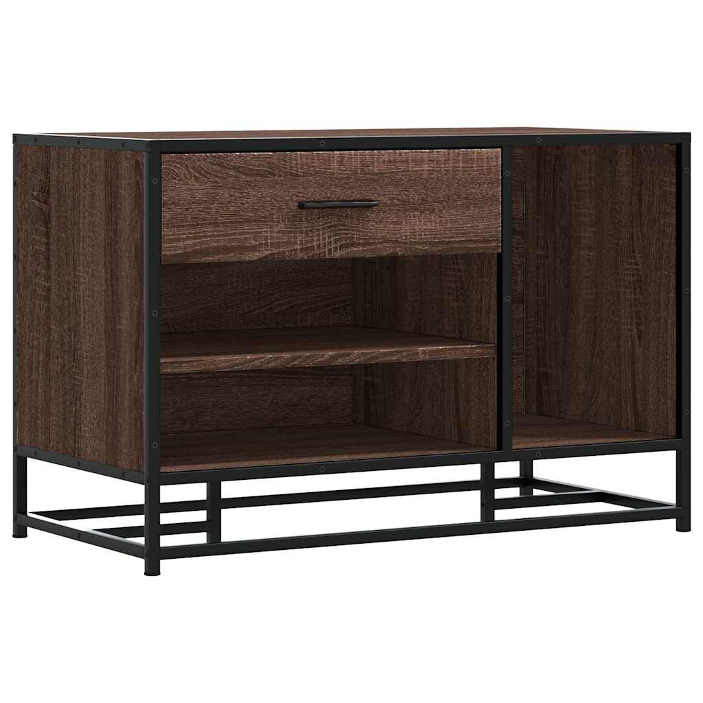 Skobenk Brun Eik 80X40X53,5 Cm Konstruert Tre Og Metall