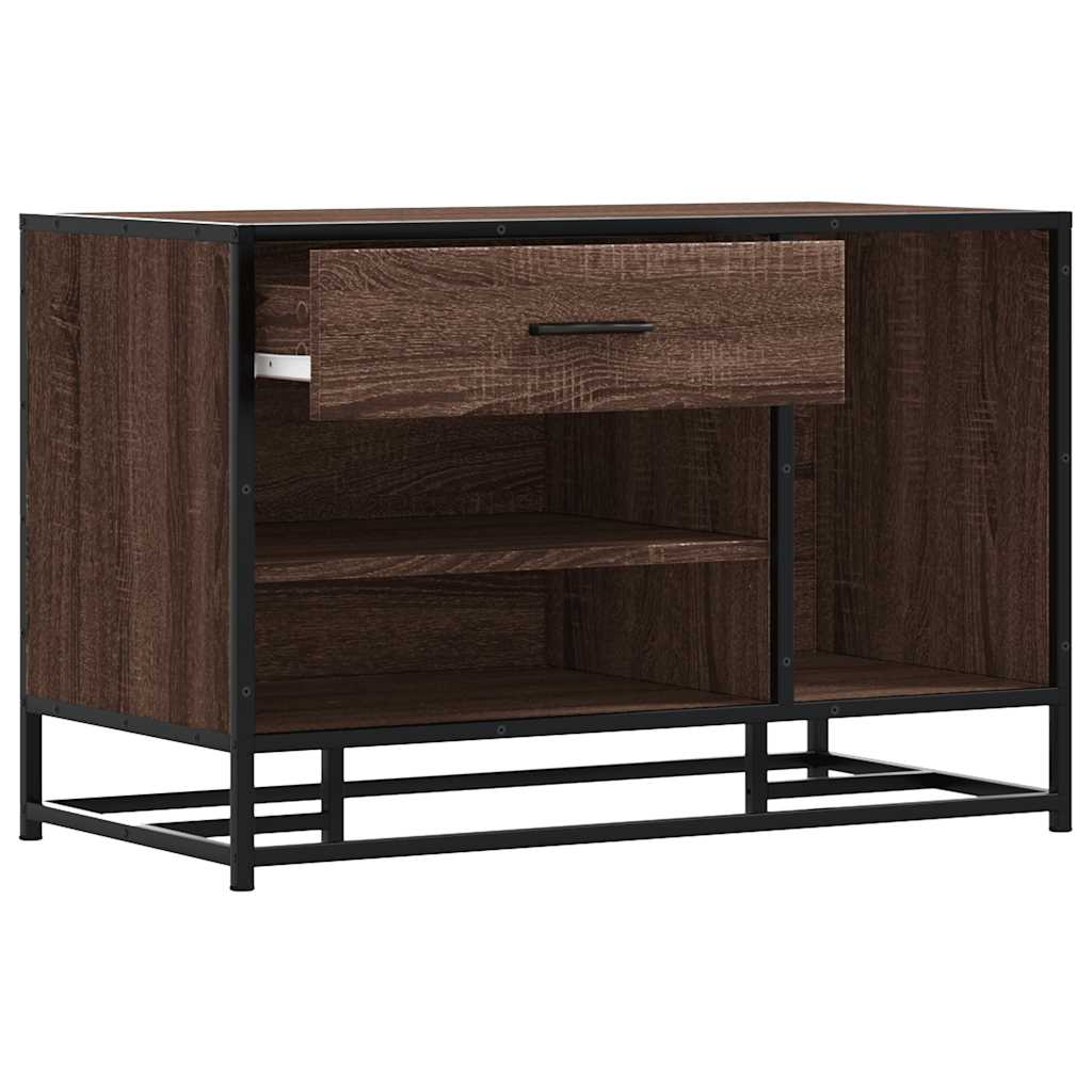 Skobenk Brun Eik 80X40X53,5 Cm Konstruert Tre Og Metall