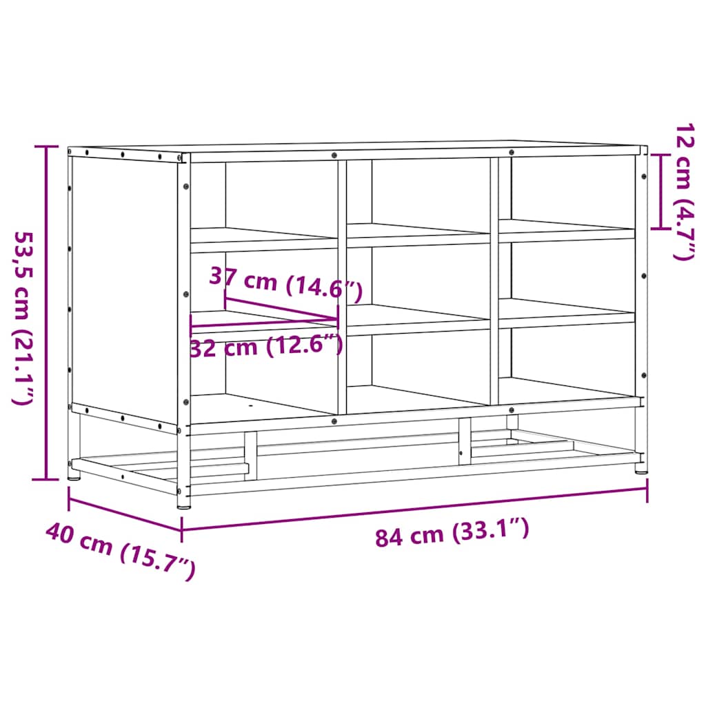 Skobenk Svart 84X40X53,5 Cm Konstruert Tre Og Metall