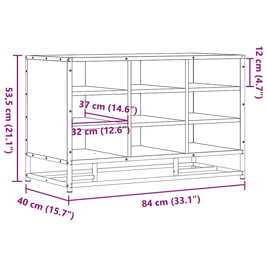 Skobenk Sonoma Eik 84X40X53,5 Cm Konstruert Tre Og Metall