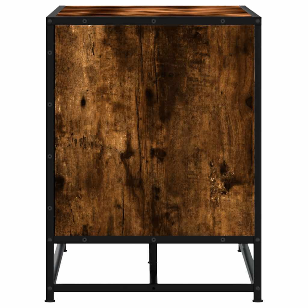 Skobenk Røkt Eik 84X40X53,5 Cm Konstruert Tre Og Metall