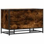 Skobenk Røkt Eik 84X40X53,5 Cm Konstruert Tre Og Metall