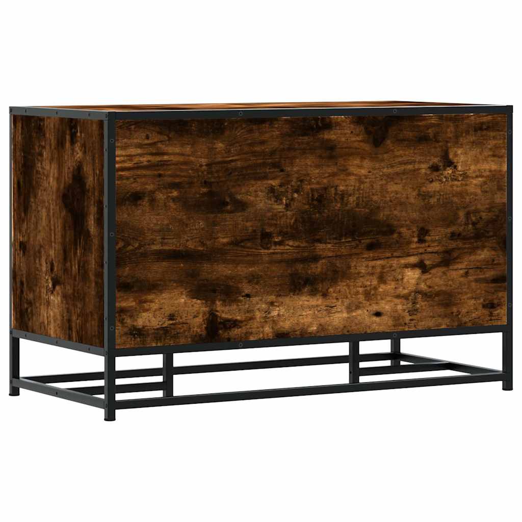 Skobenk Røkt Eik 84X40X53,5 Cm Konstruert Tre Og Metall