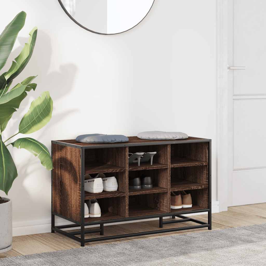Skobenk Brun Eik 84X40X53,5 Cm Konstruert Tre Og Metall