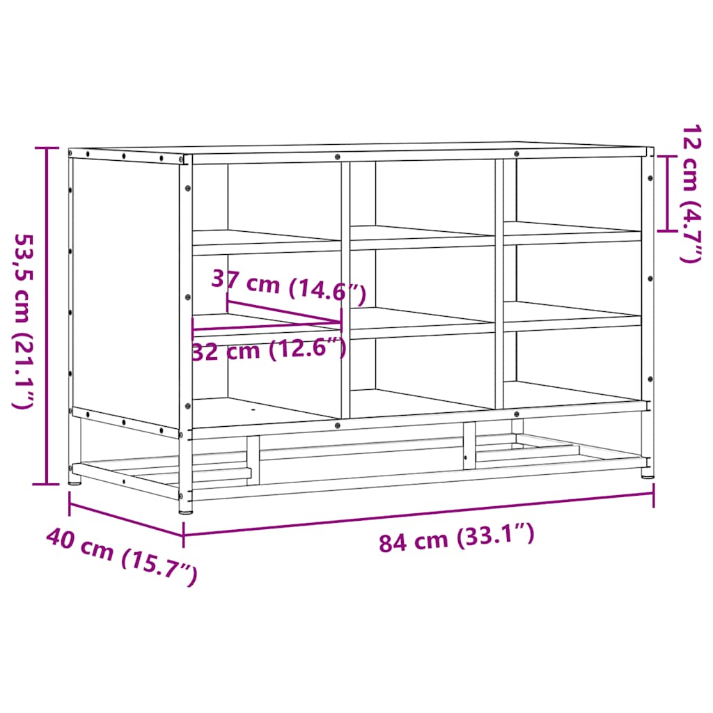 Skobenk Brun Eik 84X40X53,5 Cm Konstruert Tre Og Metall