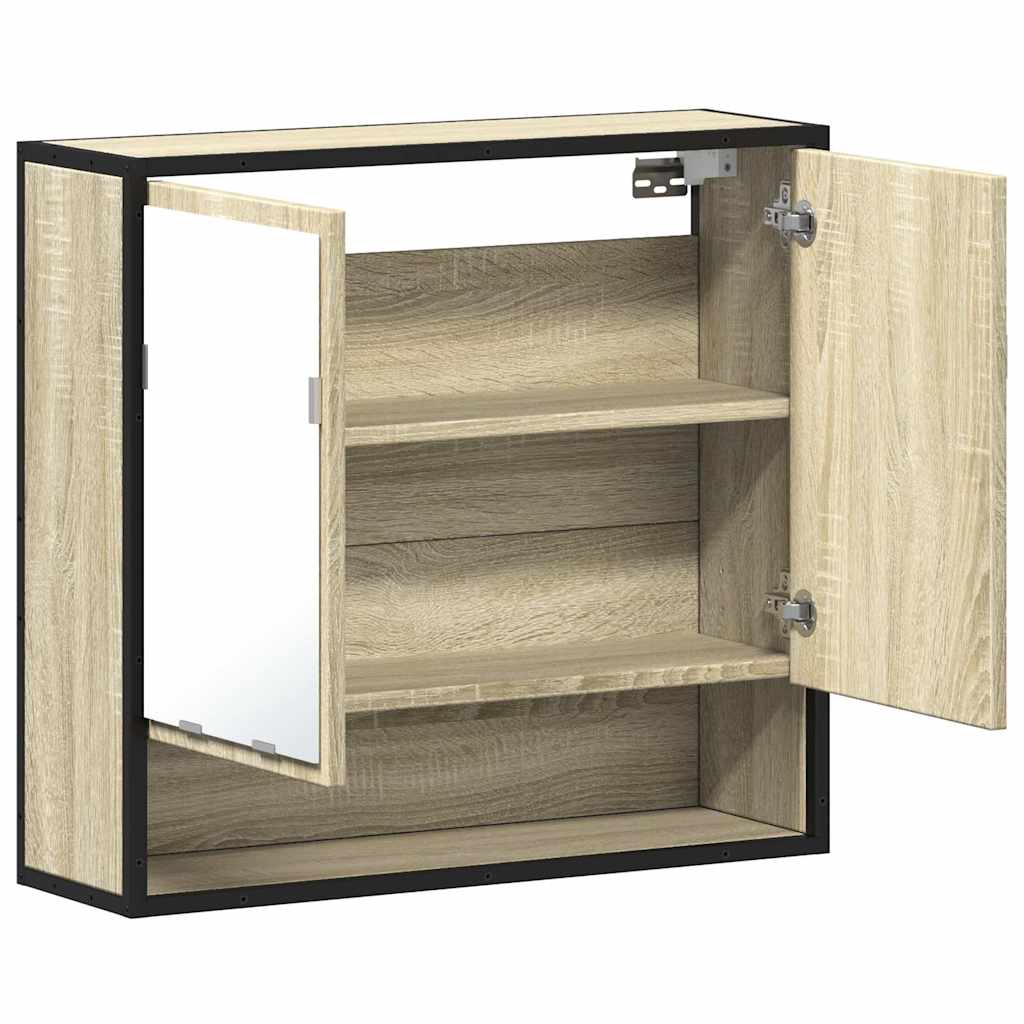 Baderomsskap Med Speil Sonoma Eik 65X20X60 Cm Konstruert Tre