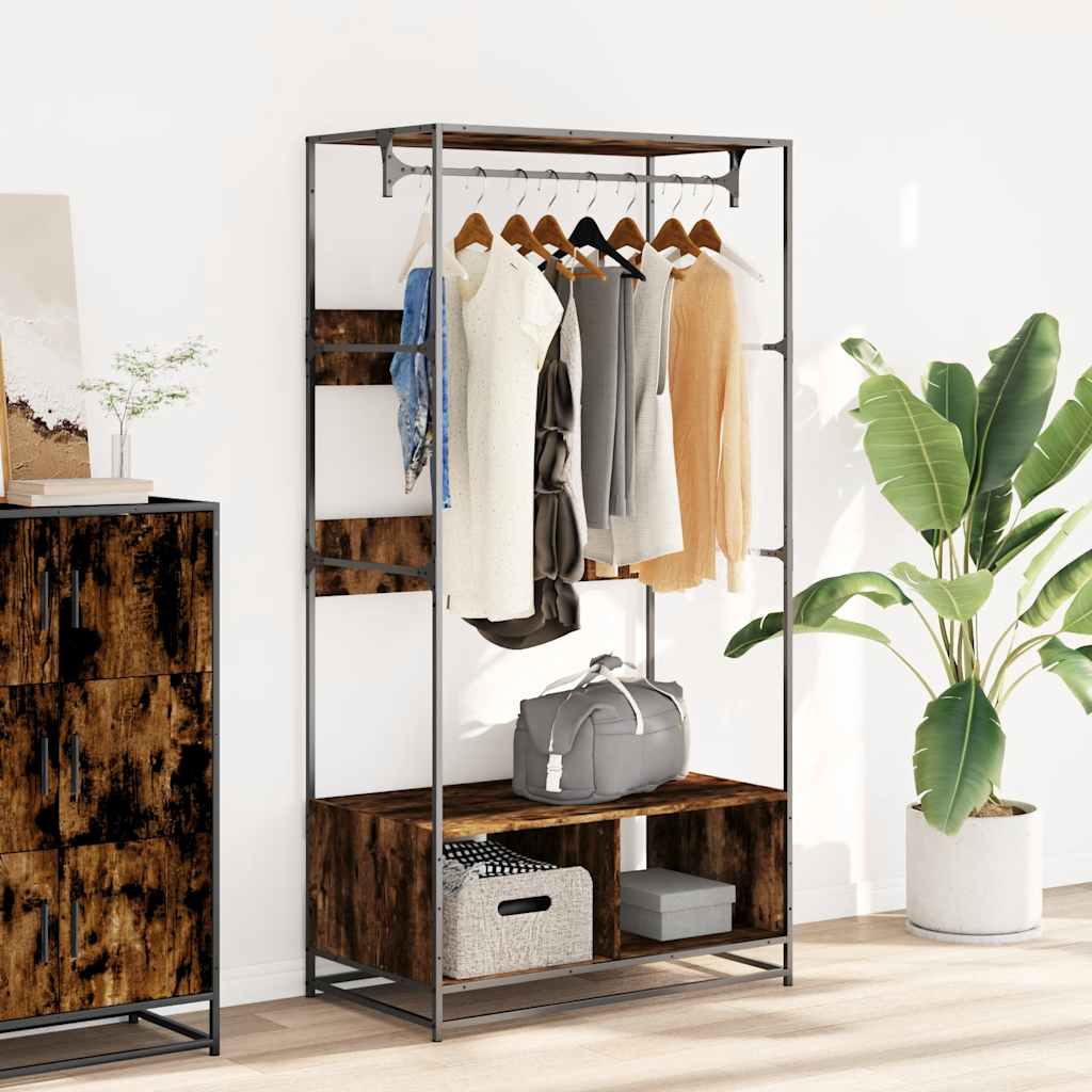 Garderobe Røkt Eik 90X50X180 Cm Konstruert Tre