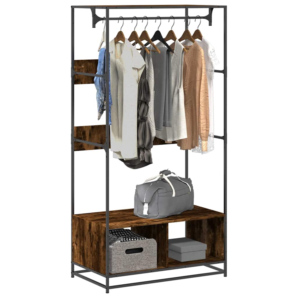 Garderobe Røkt Eik 90X50X180 Cm Konstruert Tre