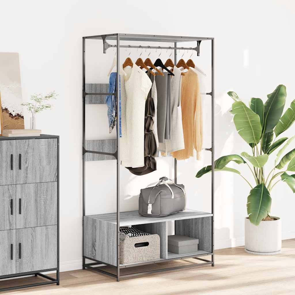 Garderobe Grå Sonoma 90X50X180 Cm Konstruert Tre