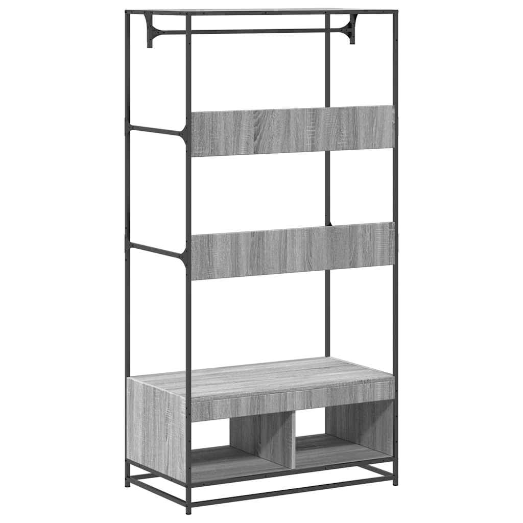 Garderobe Grå Sonoma 90X50X180 Cm Konstruert Tre