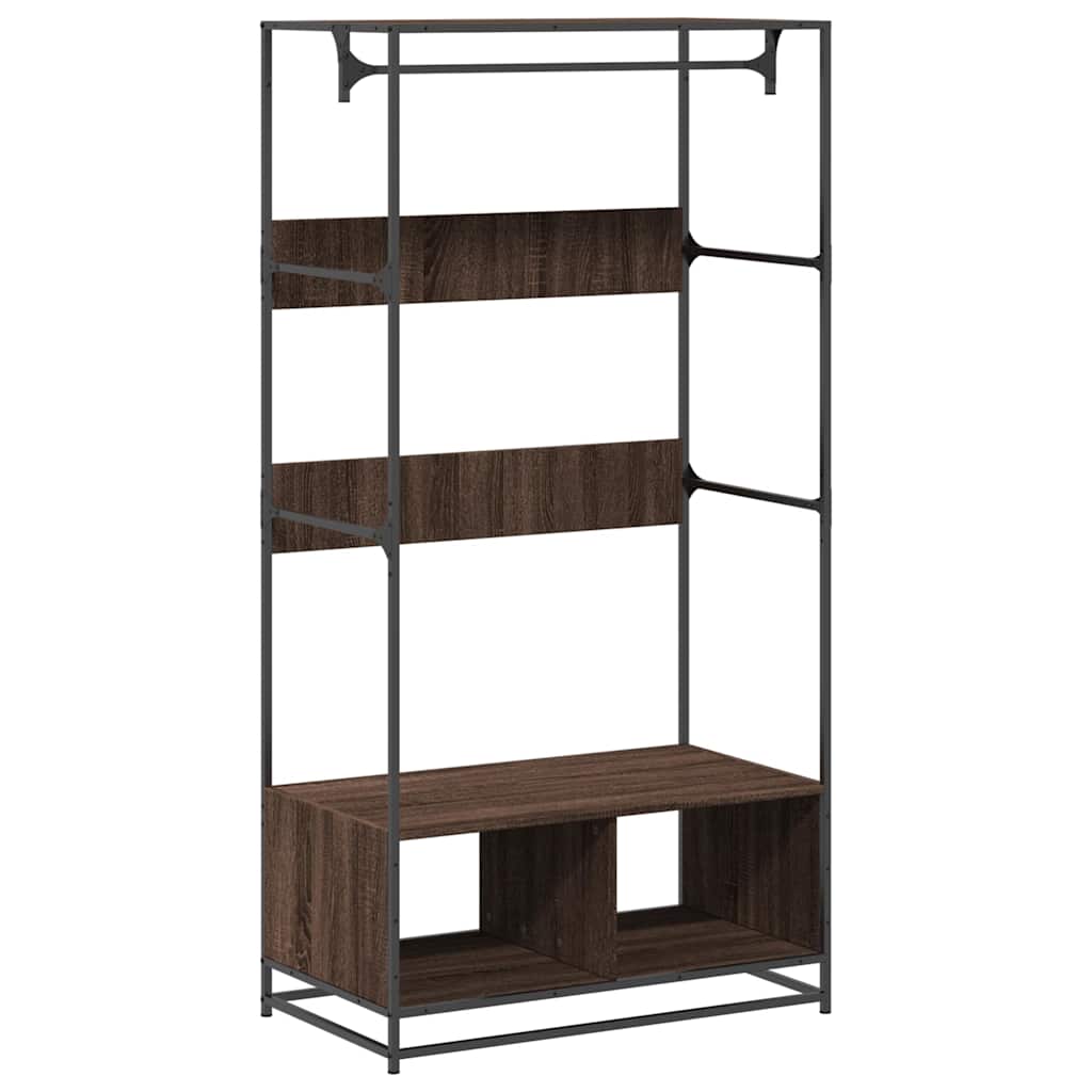 Garderobe Brun Eik 90X50X180 Cm Konstruert Tre