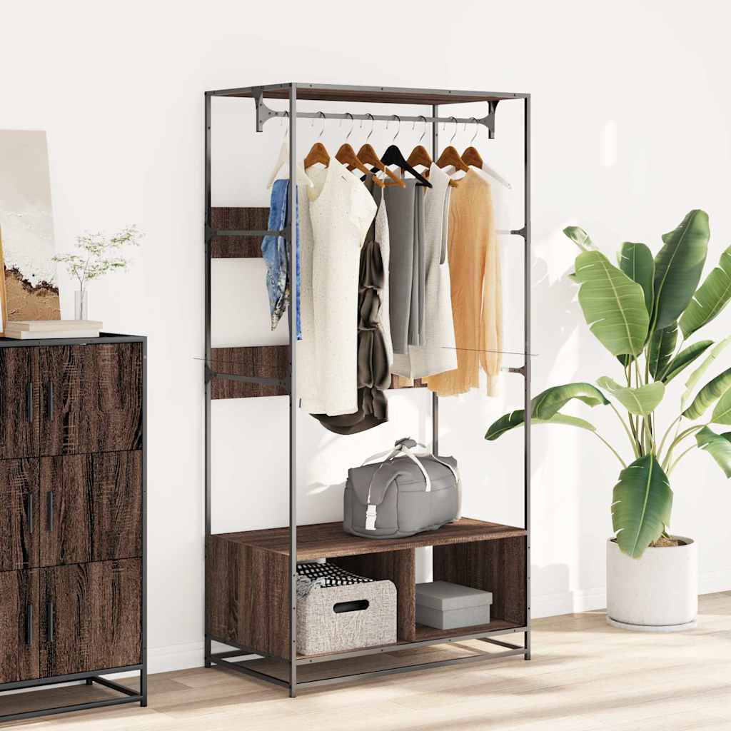 Garderobe Brun Eik 90X50X180 Cm Konstruert Tre