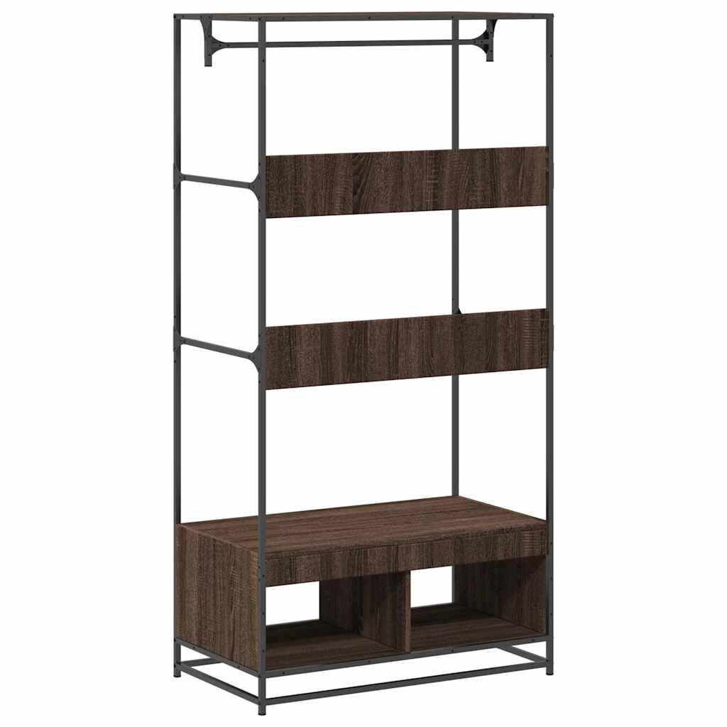 Garderobe Brun Eik 90X50X180 Cm Konstruert Tre