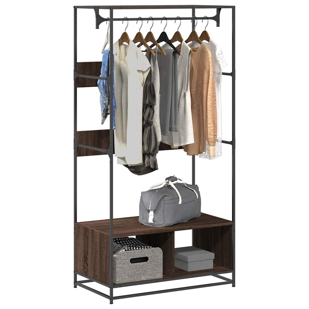 Garderobe Brun Eik 90X50X180 Cm Konstruert Tre