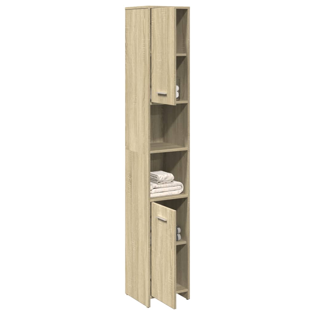 Baderomsskap Sonoma Eik 30X30X183,5 Cm Sponplate